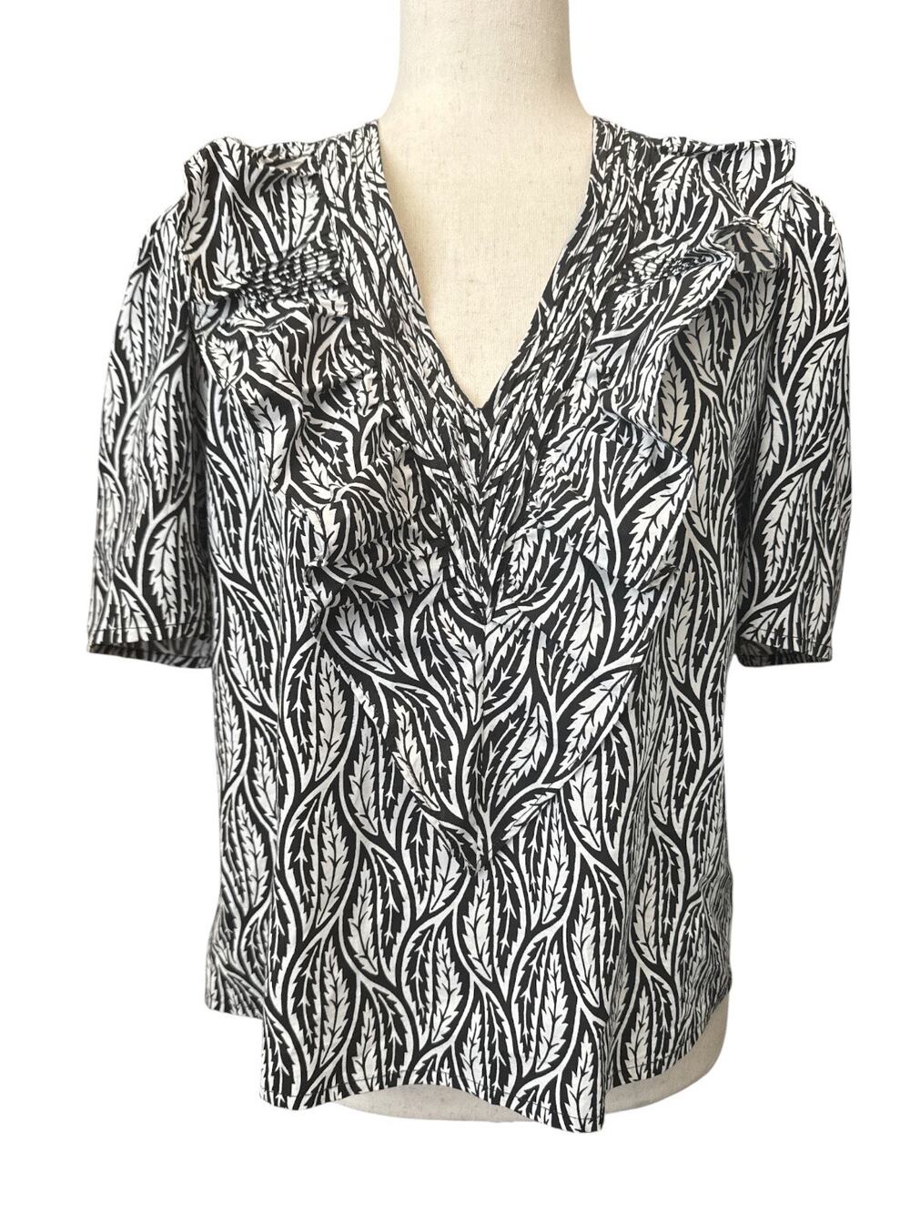 St. Roche Sabine Ruffled V Neck Puffy Sleeve Top Size 10